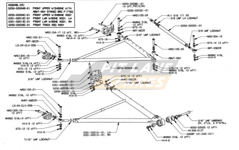 FRONT WISHBONE ASSEMBLIES Diagram